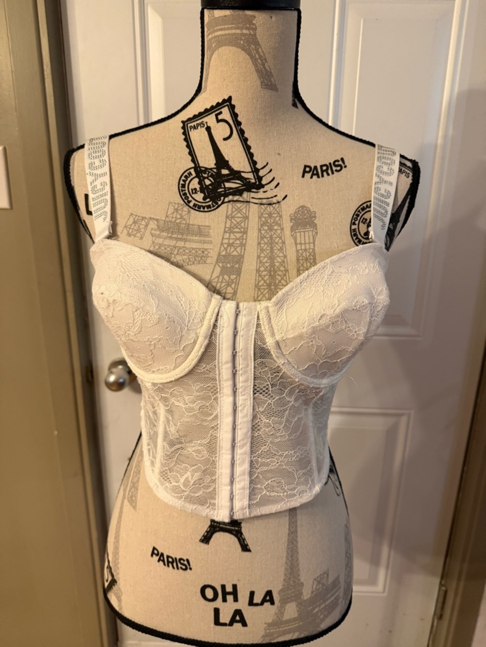 Juicy Couture White Lace Longline Bustier Bra